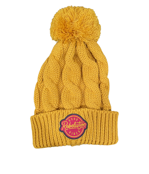 Good Vibes Mustard Patch Beanie